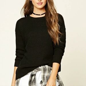 Forever 21 Ambiance Apparel Black Crew Neck Knit Sweater